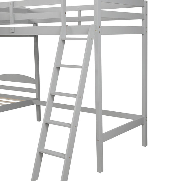 Twin L-Shaped Bunk Bed and Loft Bed - Gray