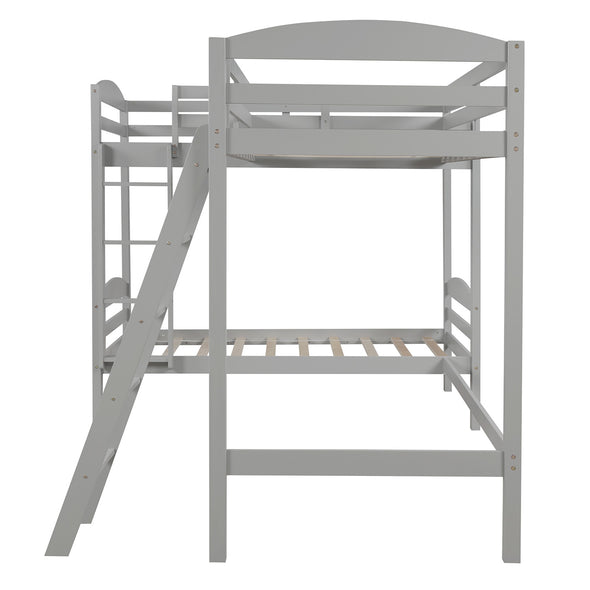 Twin L-Shaped Bunk Bed and Loft Bed - Gray