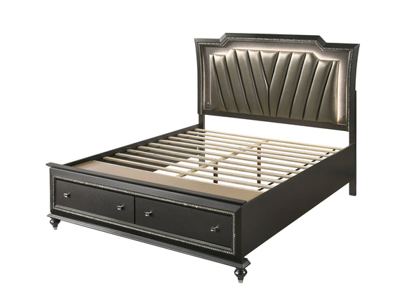Kaitlyn Queen Bed, PU & Metallic Gray (1Set/4Ctn) 27280Q