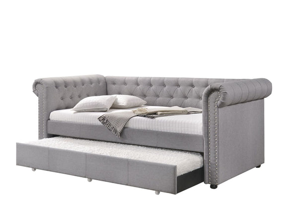 Justice Daybed & Trundle (Twin Size), Smoke Gray Fabric (1Set/3Ctn) 39405