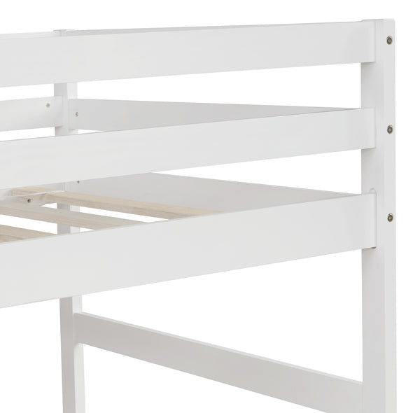 Twin over Twin/King Bunk Bed with Twin Size Trundle (White)