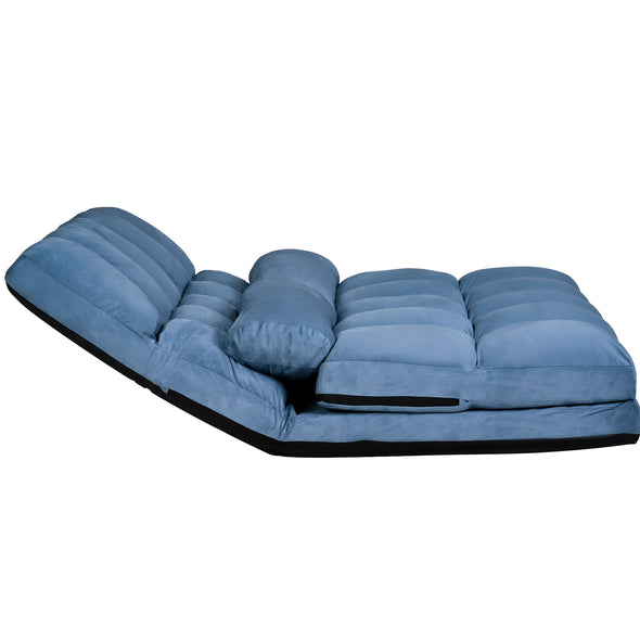 Double Chaise Lounge Sofa Floor Couch and Sofa with Two Pillows for Living Room(Blue)(old  SKU:PP036317CAA)