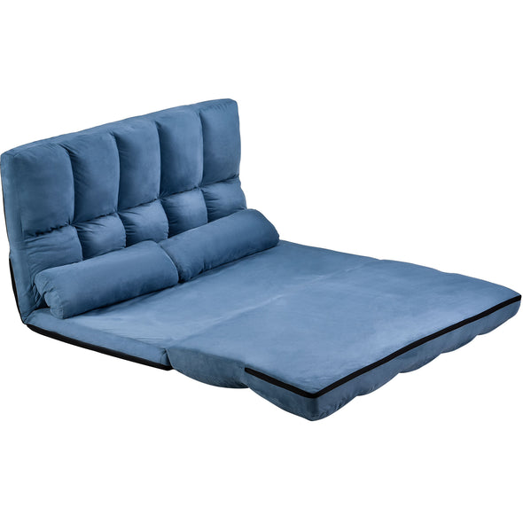 Double Chaise Lounge Sofa Floor Couch and Sofa with Two Pillows for Living Room(Blue)(old  SKU:PP036317CAA)