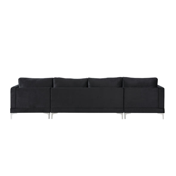 Sectional Sofa with Two Pillows, U-Shape Upholstered Couch with Modern Elegant Velvet for Living Room Apartment
