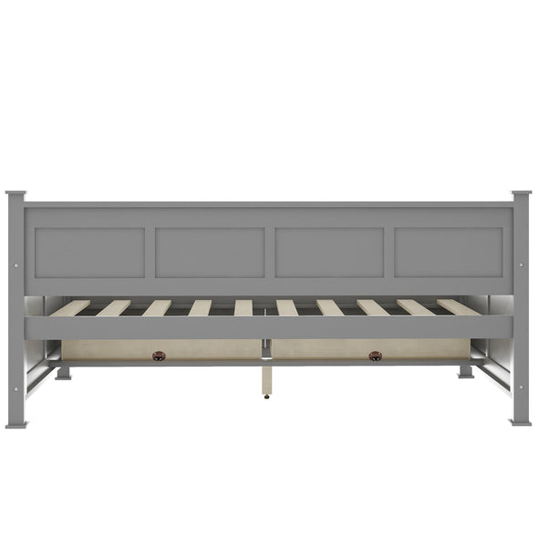 Twin Size Daybed with 2 Large Drawers, X-shaped Frame, Modern and Rustic Casual Style Daybed, Gray(New)