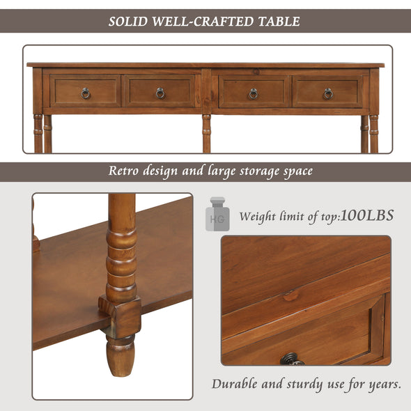Console Table Sofa Table with Drawers Console Tables for Entryway with Drawers and Long Shelf Rectangular (Antique Walnut)