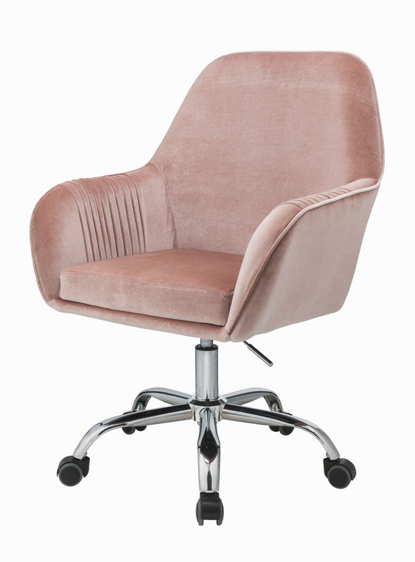 Eimer Office Chair in Peach Velvet & Chrome 92504