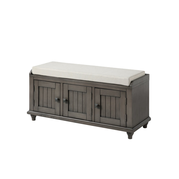 Homes Collection Wood Storage Bench with 2 Cabinets