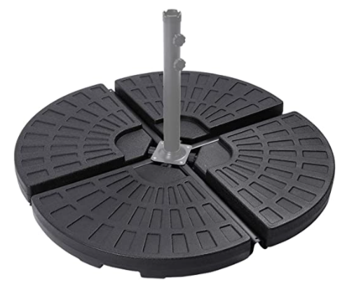 Plastic Free Standing Umbrella Base Set,4 piece Black Umbrella Circular Base suit,UV Stability ,Easy Water or Sand Filled Base With Convenient Carry Handle