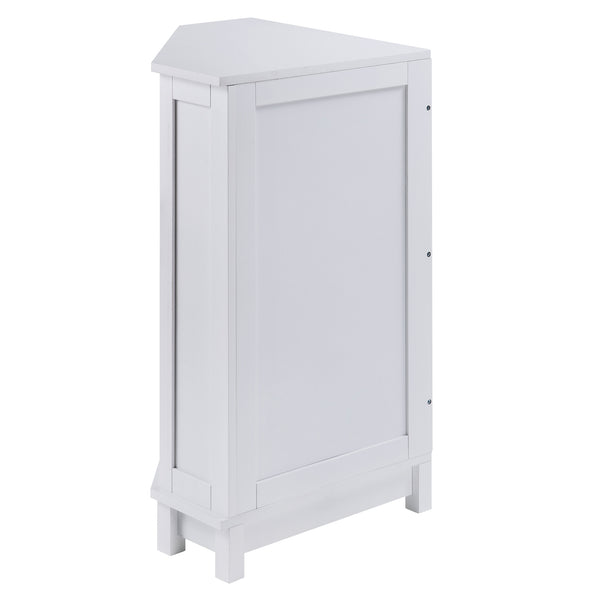 Home Office Bathroom Floor Cabinet, Free Standing Corner Cabinet Storage Organizer with Single Door and Adjustable Shelf(white)