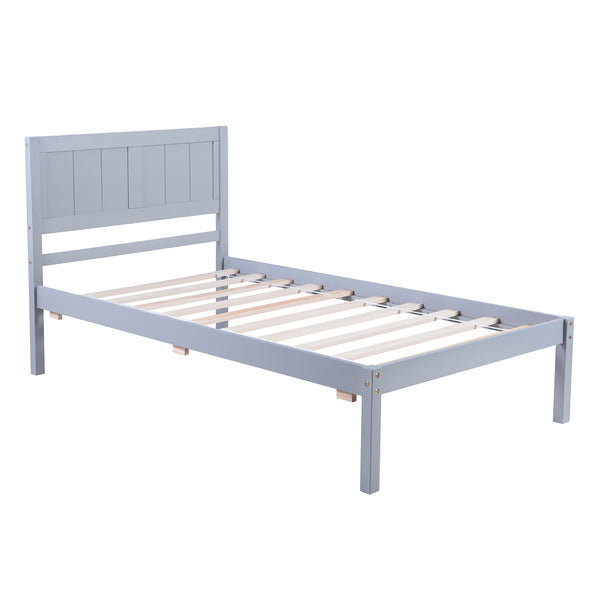 Wood Platform Bed Twin size Platform Bed with Headboard