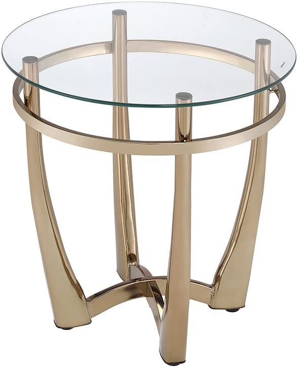Orlando II End Table in Champagne & Clear Glass 81612