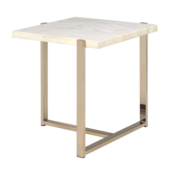 Feit End Table in Faux Marble & Champagne 83107