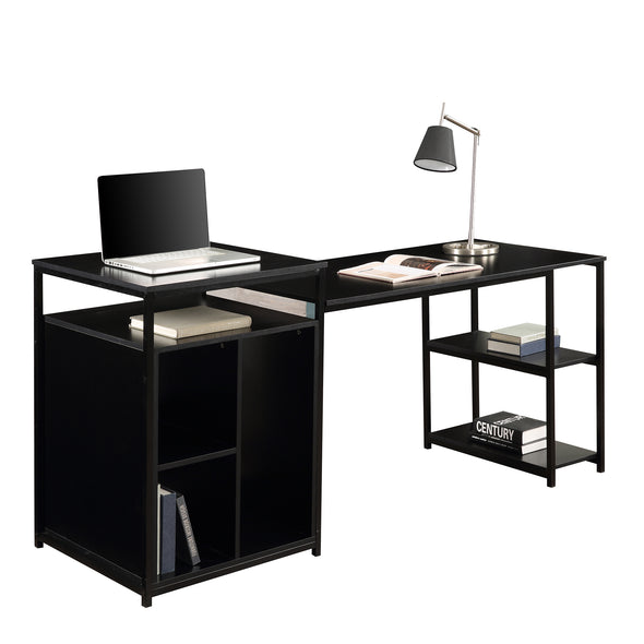 Home Office Computer Desk with Storage Shelf ,CPU storage space and Printer Stand /Writing PC Table with Space Saving Design(Balck)