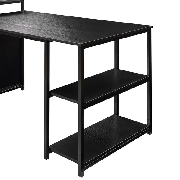 Home Office Computer Desk with Storage Shelf ,CPU storage space and Printer Stand /Writing PC Table with Space Saving Design(Balck)