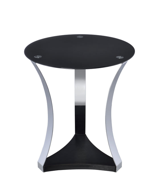 Geiger End Table in Chrome & Black Glass 81917