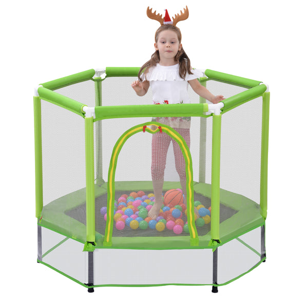 55  Toddlers Trampoline Net and Balls, Indoor Outdoor Mini Trampoline for Kids