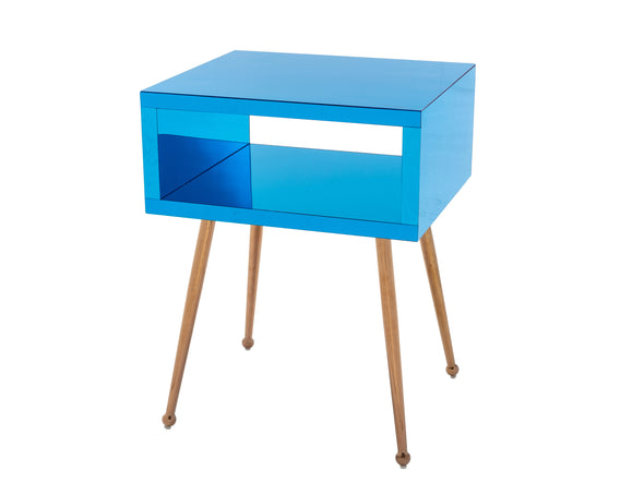 MIRROR END TABLE  MIRROR NIGHTSTAND   END&SIDE TABLE  (Light  Blue)