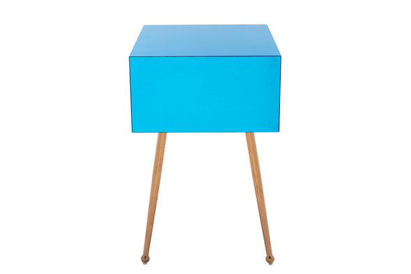 MIRROR END TABLE  MIRROR NIGHTSTAND   END&SIDE TABLE  (Light  Blue)