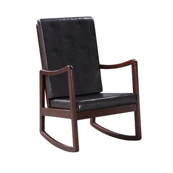 Raina Rocking Chair, Dark Brown PU & Espresso Finish 59935