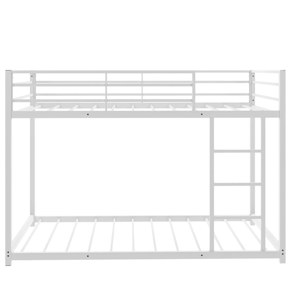 Twin over Twin Metal Bunk Bed, Low Bunk Bed with Ladder, White(New)