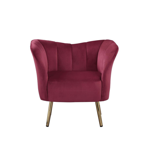 Reese Accent Chair, Burgundy Velvet & Gold 59795