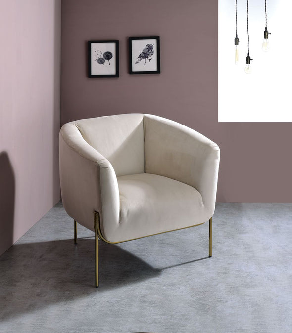 Carlson Accent Chair, Beige Velvet & Chrome 59792