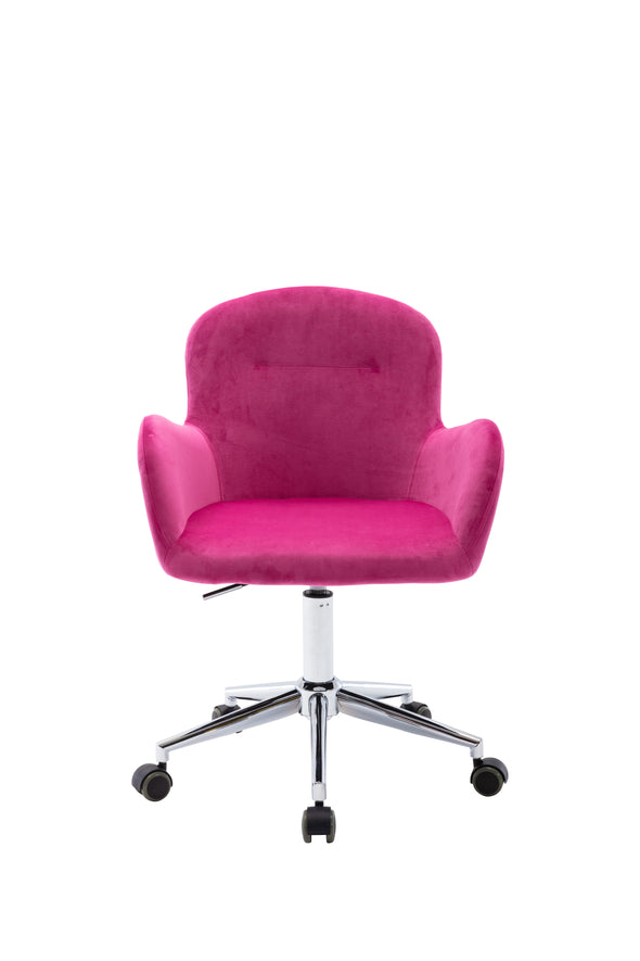 Velvet Swivel Shell Chair for Living Room ,Office chair , Modern Leisure Arm Chair (Rose  Red)