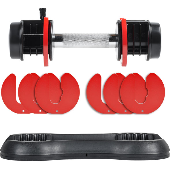 Pair of 12.5 Lbs Adjustable Dumbbell with Handle and Weight Plate for Home Gym red