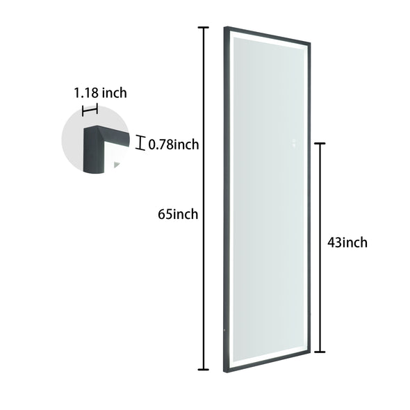 LED Full Length Mirror Wall Mounted Lighted Floor Mirror Dressing Mirror Make Up Mirror Bathroom/Bedroom/Living Room/Dining Room/Entry Dimmer Touch Switch