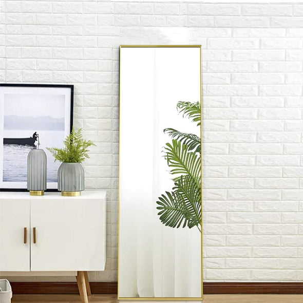 Miro 1500 400-g    Full Length Mirror Floor Mirror Hanging Standing or Leaning, Bedroom Mirror Wall-Mounted Mirror with Gold Aluminum Alloy Frame, 59" x 15.7"