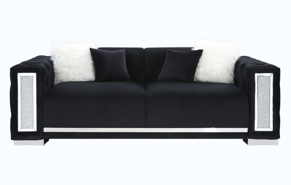 Trislar Sofa w/4 Pillows, Black Velvet 52525