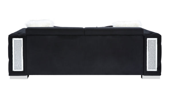 Trislar Sofa w/4 Pillows, Black Velvet 52525