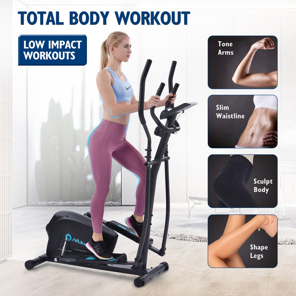 Elliptical Trainer Machine Upright Exercise Bike with 8-Level Magnetic Resistance for Home Gym Cardio Workout