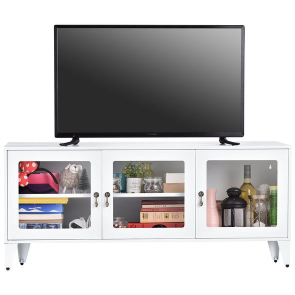 TV cabinet with large space 1 shelf  metal home TV stand for living room bedroom  for TVs Up to 55&