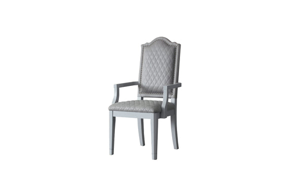 House Marchese Arm Chair, Two Tone Gray Fabric & Pearl Gray Finish 68863