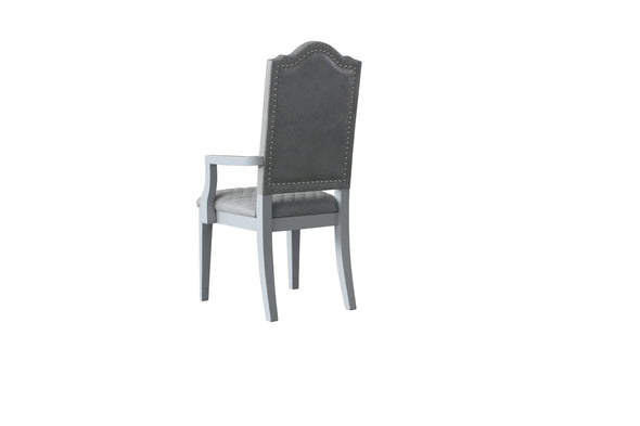 House Marchese Arm Chair, Two Tone Gray Fabric & Pearl Gray Finish 68863