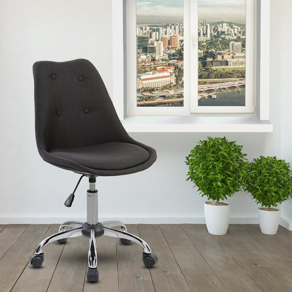 Techni Mobili Armless Task Chair with Buttons, Black
