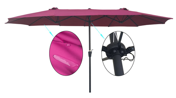 15 x 9 Ft Double-Sided Patio Umbrella Large Waterproof Twin Umbrellas