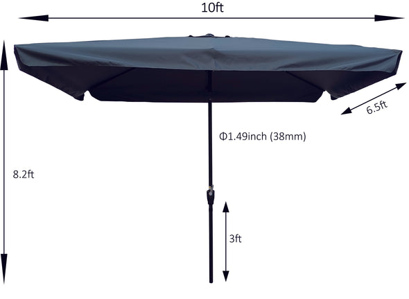 10 x 6.5ft  Patio Umbrella Outdoor  Waterproof Umbrella with Crank and Push Button Tilt for Garden Backyard Pool  Swimming Pool Market