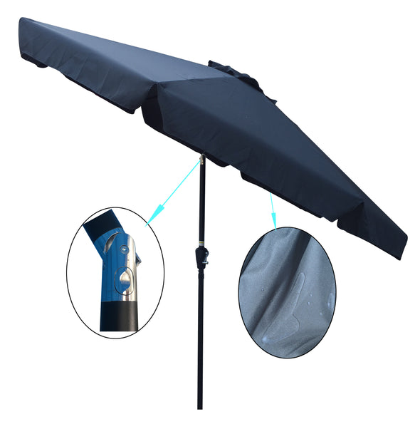 Outdoor Patio Umbrella 10FT(3m)  WITH FLAP ,8pcs ribs,with tilt ,with crank,without base, grey/Anthracite,pole size 38mm(1.49inch)