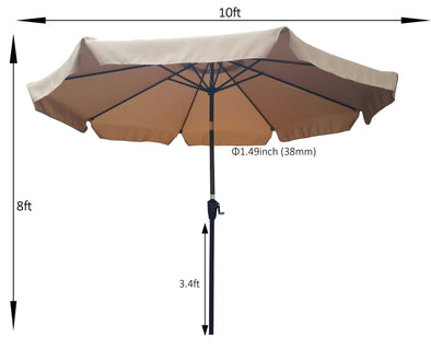 10 ft Patio Umbrella Market Round Umbrella Outdoor Garden Umbrellas with Crank and Push Button Tilt for Garden Backyard Pool Shade Outside
