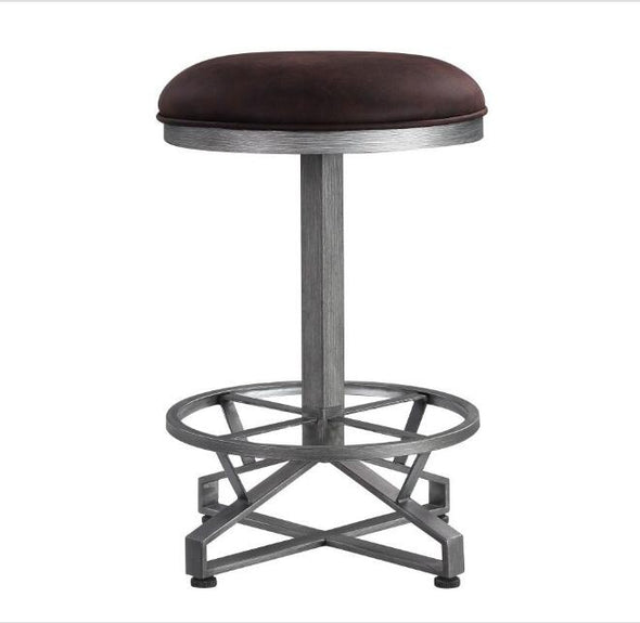 Evangeline Counter Height Stool, Rustic Brown Fabric  Black Finish 73902