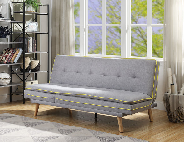 Savilla Adjustable Sofa, Gray Linen  Oak Finish 57164