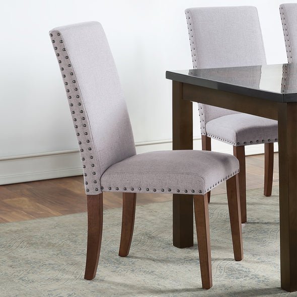Upholstered Dining Chairs - Dining Chairs Set of 2 Fabric Dining Chairs with Copper Nails and Solid Wood Legs （Previous SKU: WF193899AAE）