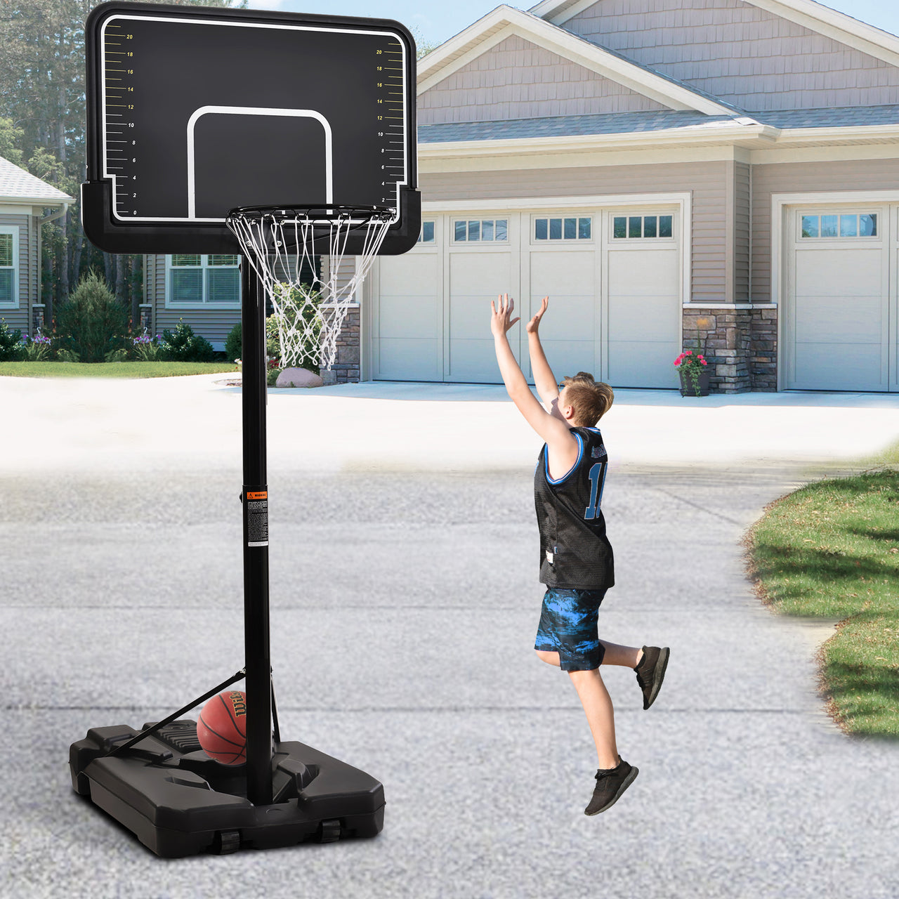 Portable Basketball Hoop  Goal with Vertical Jump Measurement, Outdoor Basketball System with 6.6-10ft Height Adjustment for Youth, Adults