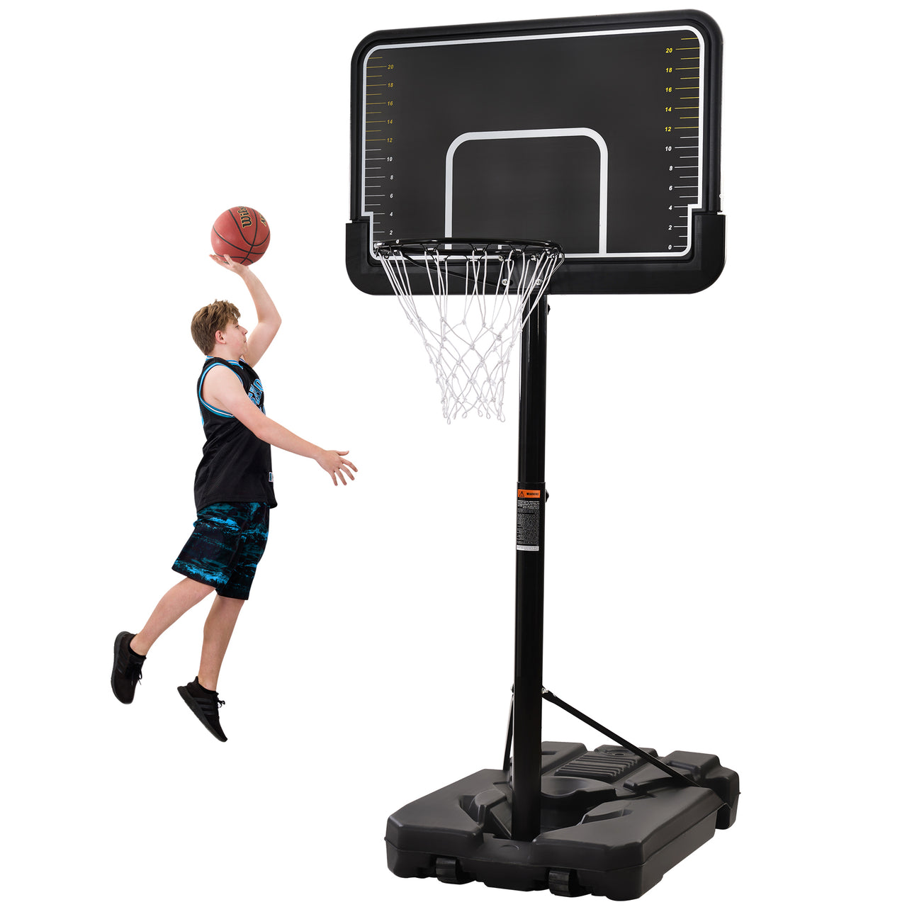 Portable Basketball Hoop  Goal with Vertical Jump Measurement, Outdoor Basketball System with 6.6-10ft Height Adjustment for Youth, Adults