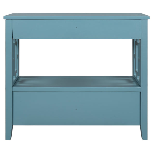 36'' Modern Light Blue Console Table Sofa Table for Living Room 4 Drawers and 1 Shelf