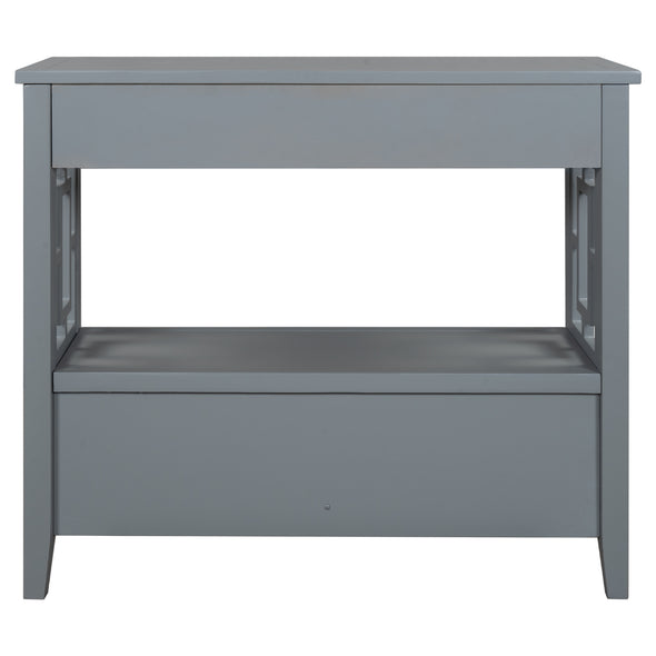 36'' Modern Retro Gray Console Table Sofa Table with 4 Drawers and 1 Shelf
