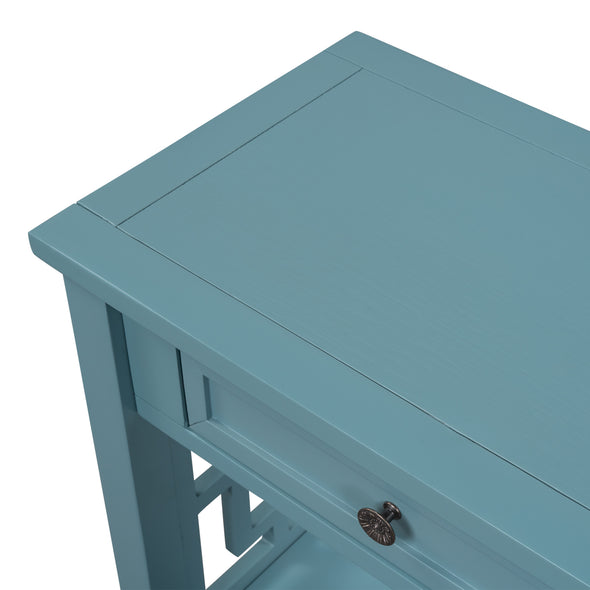36'' Modern Light Blue Console Table Sofa Table for Living Room 4 Drawers and 1 Shelf